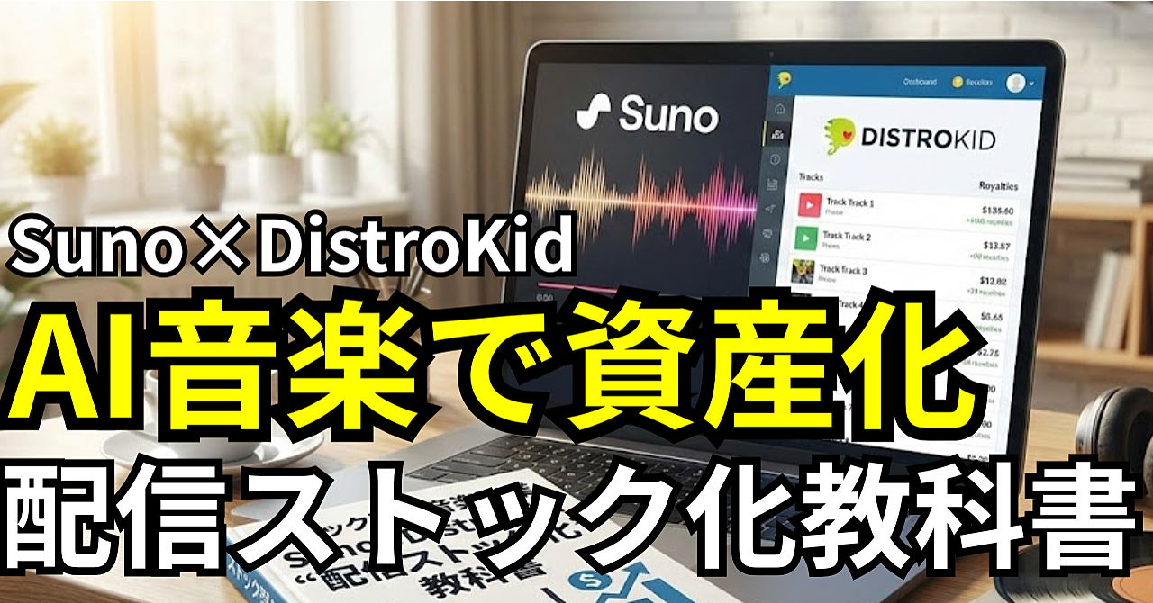 ストック型AI音楽副業｜Suno×DistroKid“配信ストック化”教科書