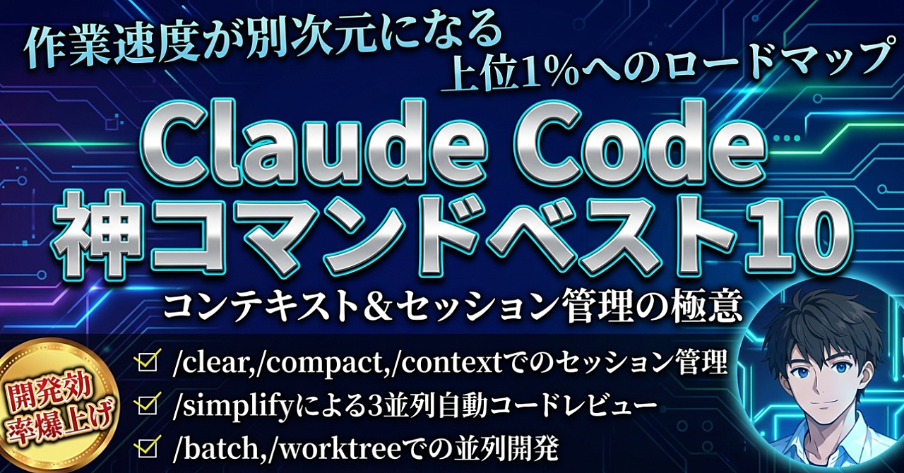 Claude Codeのプロが教える神コマンドベスト10【作業速度が別次元になる】
