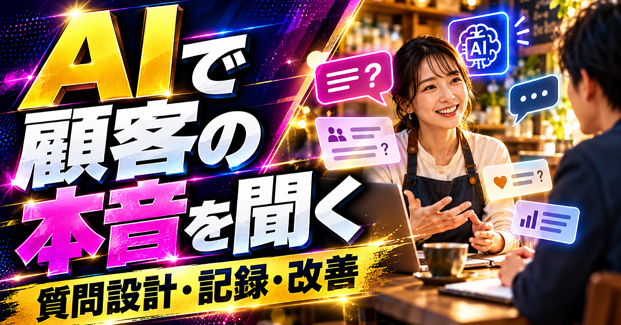 【AIで顧客の本音を聞く】質問設計・記録・改善まで、小さな事業のインタビュー実務のアイキャッチ画像