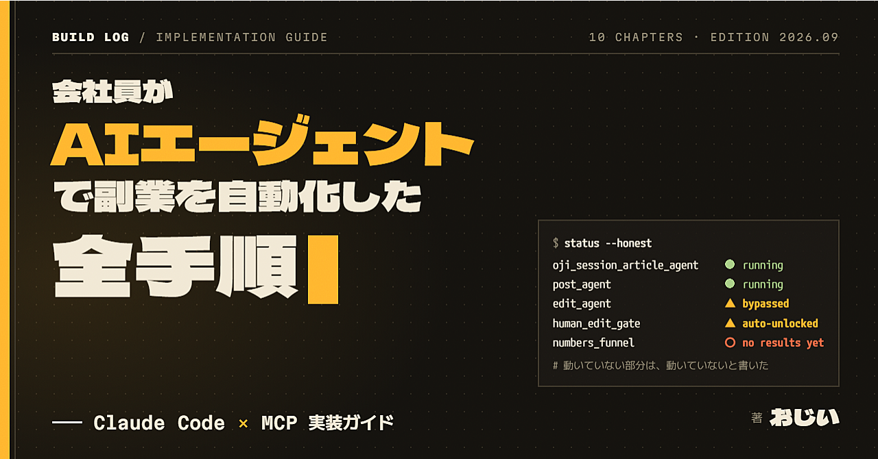 会社員が"AIエージェント"で副業を自動化した全手順 ― Claude Code × MCP 実装ガイドのアイキャッチ画像