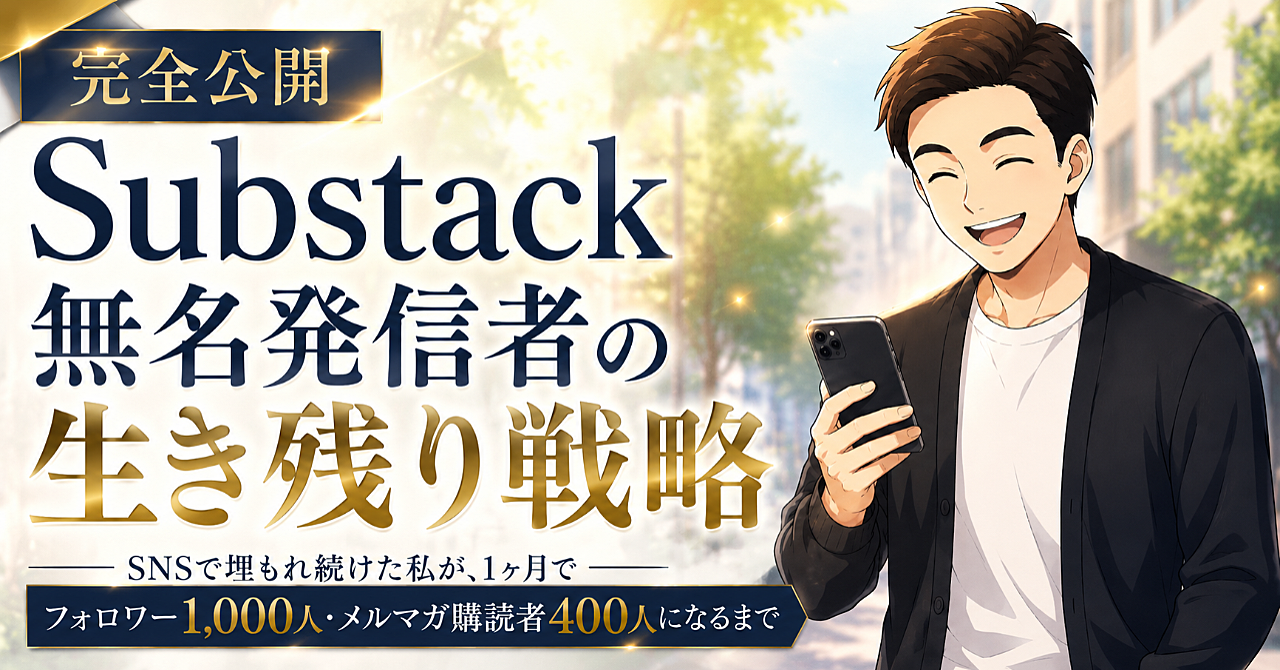 【完全公開】Substack無名発信者の生き残り戦略── SNSで埋もれ続けた私が、1ヶ月でフォロワー1,000人・メルマガ購読者400人になるまで