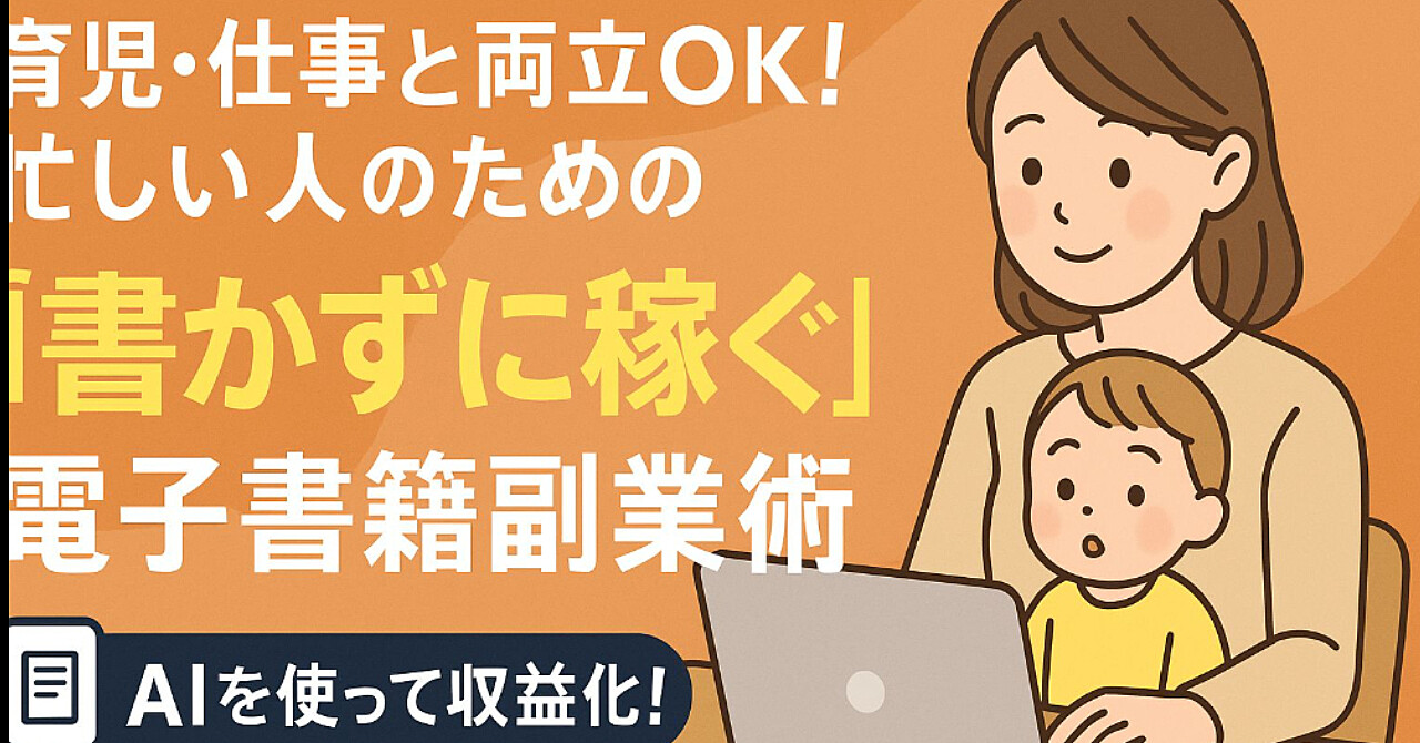 育児・仕事と両立OK!忙しい人のための “書かずに稼ぐ”電子書籍副業術
