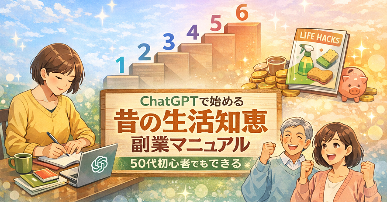 50代初心者でもできる
 ChatGPTで「昔の生活知恵」を                  副業に変える実践マニュアル