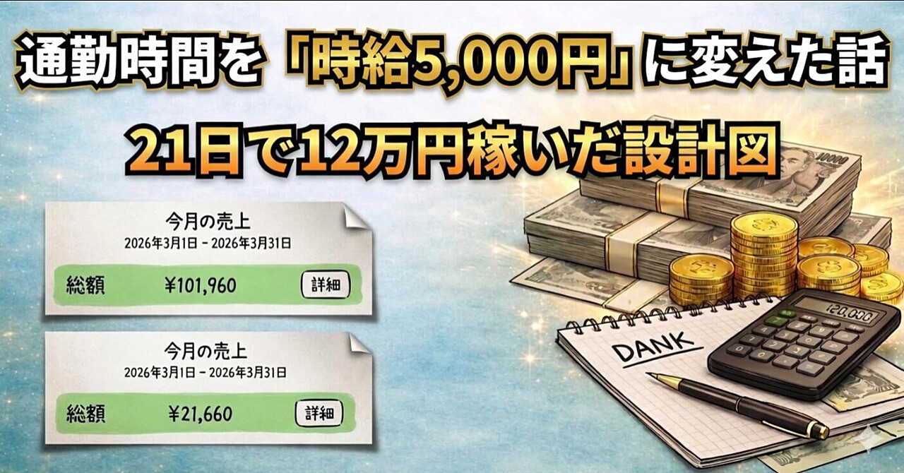 通勤時間を「時給5,000円」に変えた話。21日で12万円稼いだ設計図