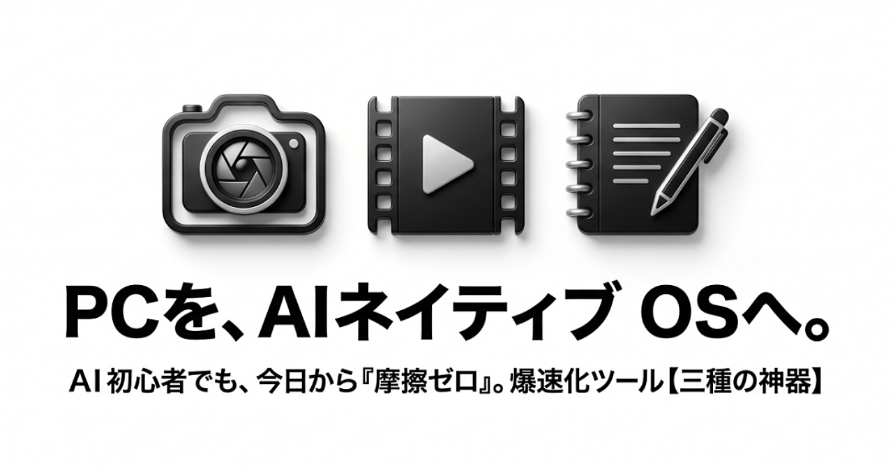 【ツール無料配布中！】AI活用・PC作業のストレスを完全解消する『超実用ツール（三種の神器）』