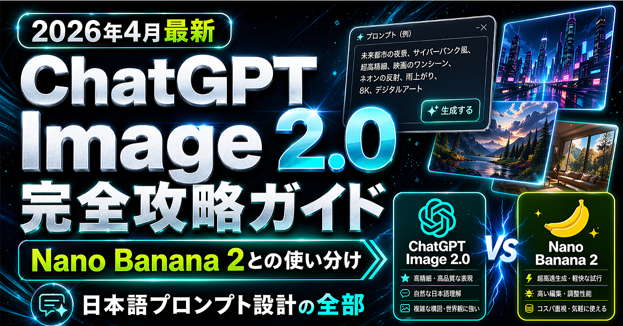 【530個の特典＋GPTs付き】ChatGPT Image 2.0 完全攻略note ― Nano Banana 2との使い分けと日本語プロンプト設計の全部
