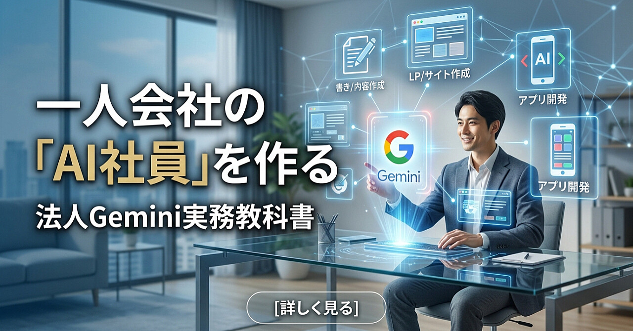 一人会社のAI社員を作るGemini Agent教科書のアイキャッチ画像