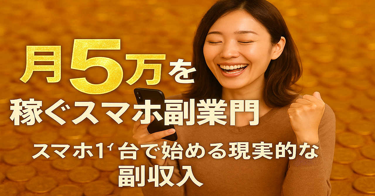 月5万円をスマホ1台で稼ぐ、スマホ副業をご紹介します