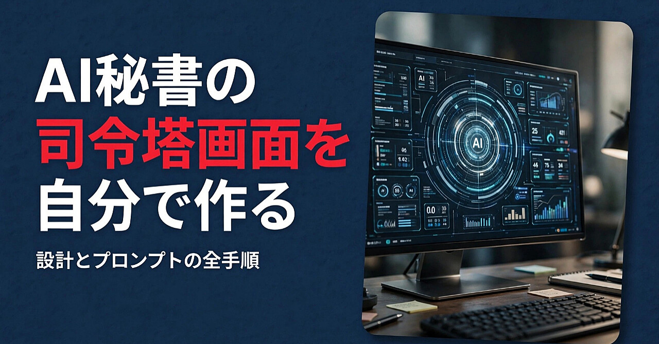 自分専用のAI秘書ダッシュボードを作る方法|「ジャービス風」司令塔の設計とプロンプト全手順のアイキャッチ画像