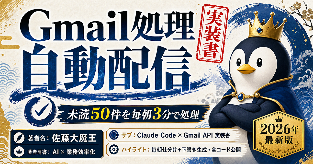 【今日だけ980円】毎朝のGmail受信箱3分処理｜Claude Code × Gmail API 自動化実装書