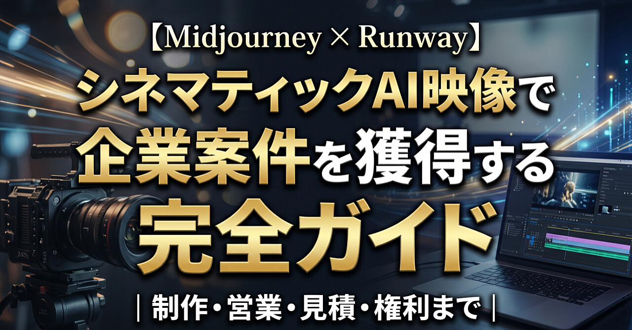 【Midjourney×Runway】シネマティックAI映像で企業案件を獲得する完全ガイド|制作・営業・見積・権利までのアイキャッチ画像