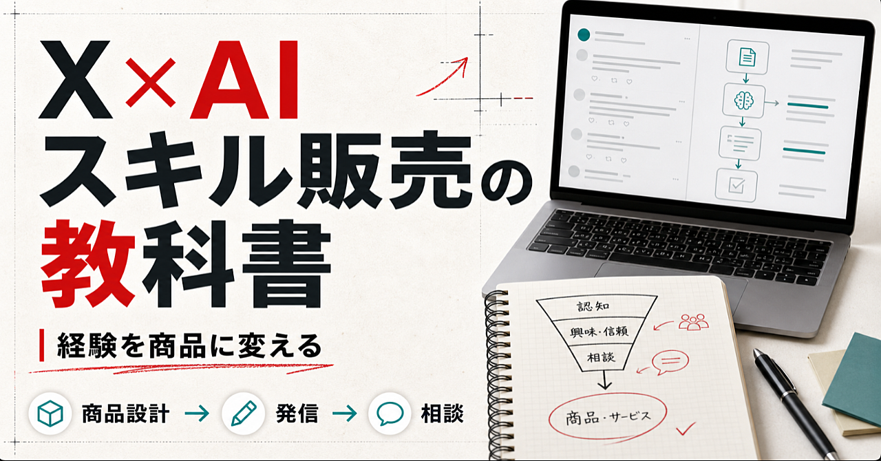 フォロワー数に依存しない「X×AIスキル販売」の教科書｜経験を商品に変える実践ロードマップ
