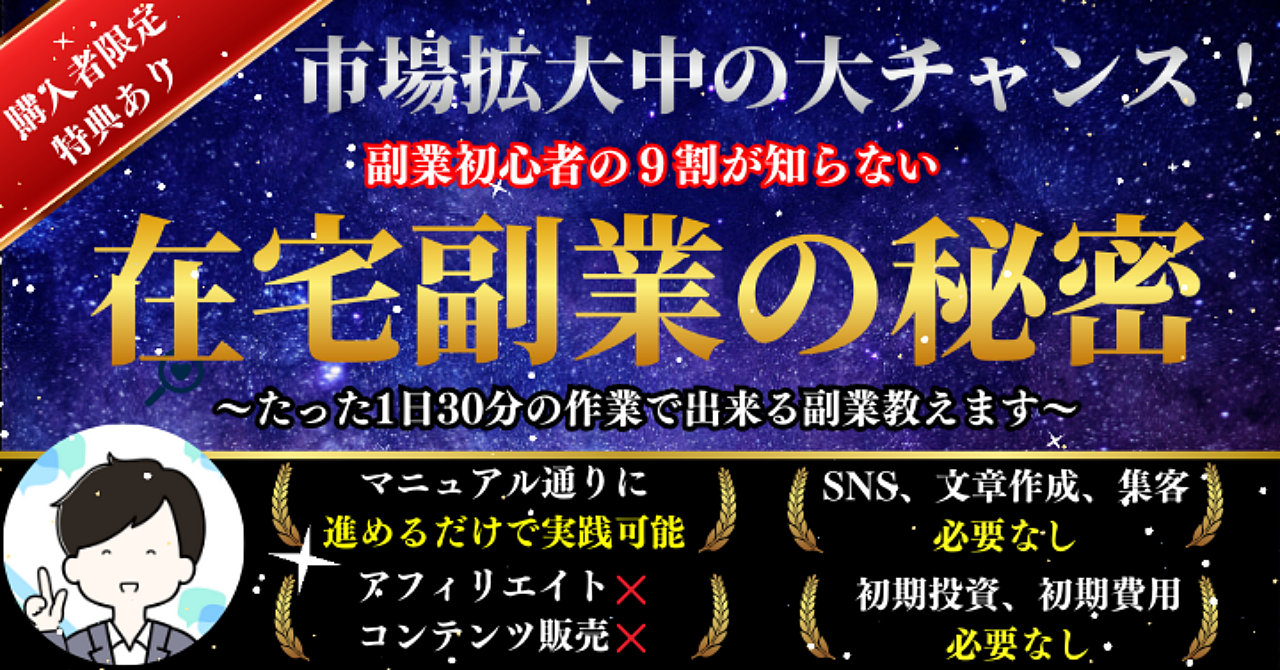 簡単！市場拡大中の副業ノウハウ【1日30分】脱サラ狙える裏技手法