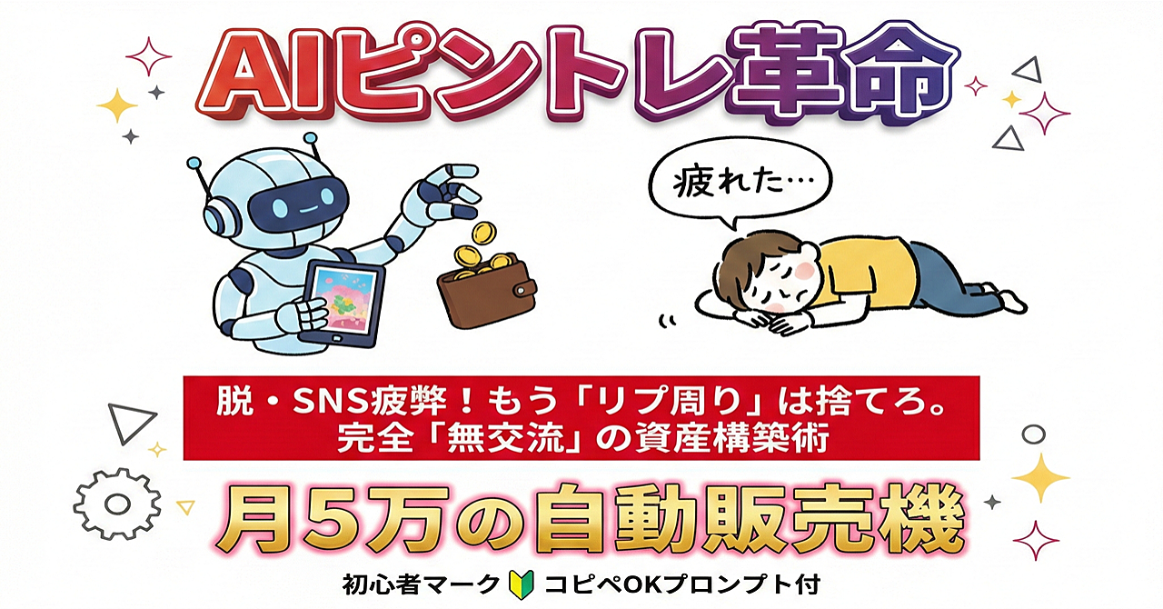 【SNS疲弊からの脱出】「AI画像 × Pinterest」で誰とも話さず月5万の自動販売機を作る《コピペOKプロンプト付》