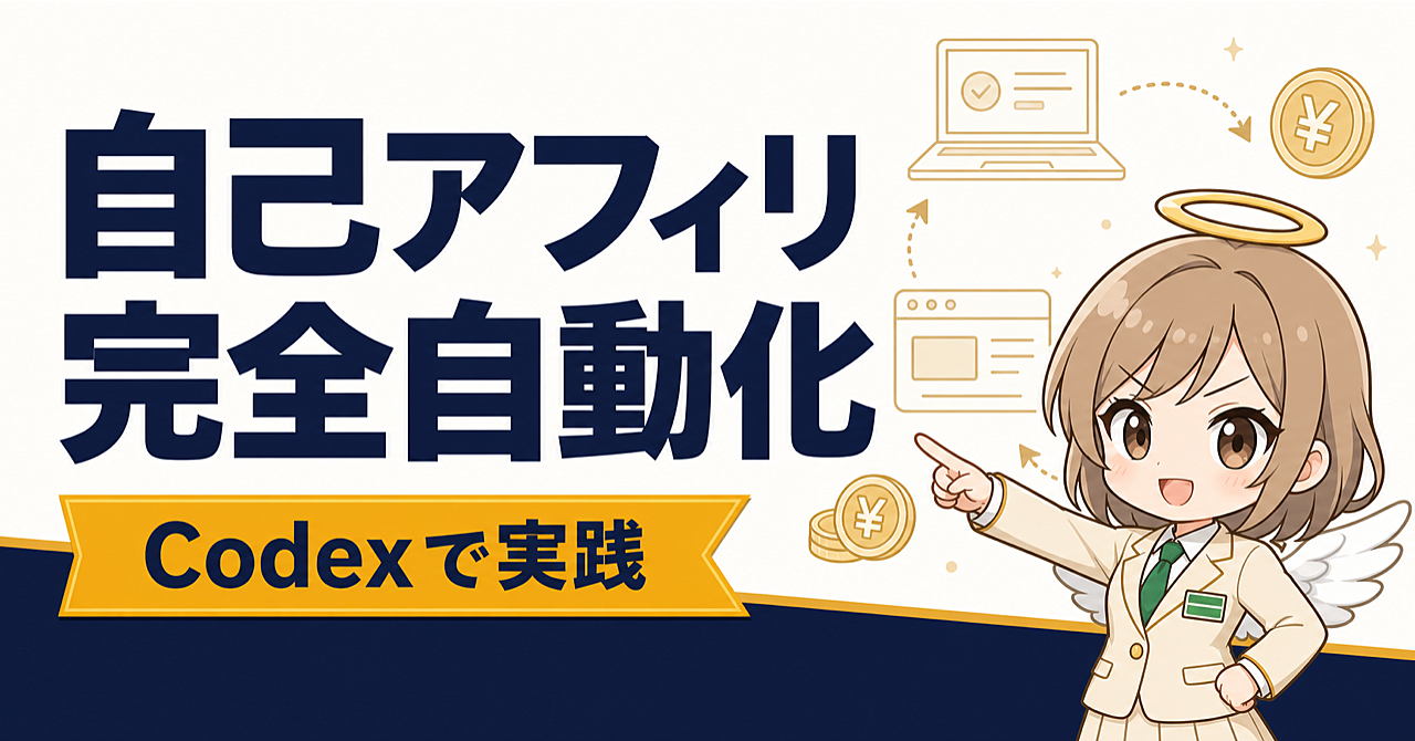 【実践公開】Codexで自己アフィリエイトを完全自動化!プログラミング不要で月3万円を稼ぐ究極の方法のアイキャッチ画像