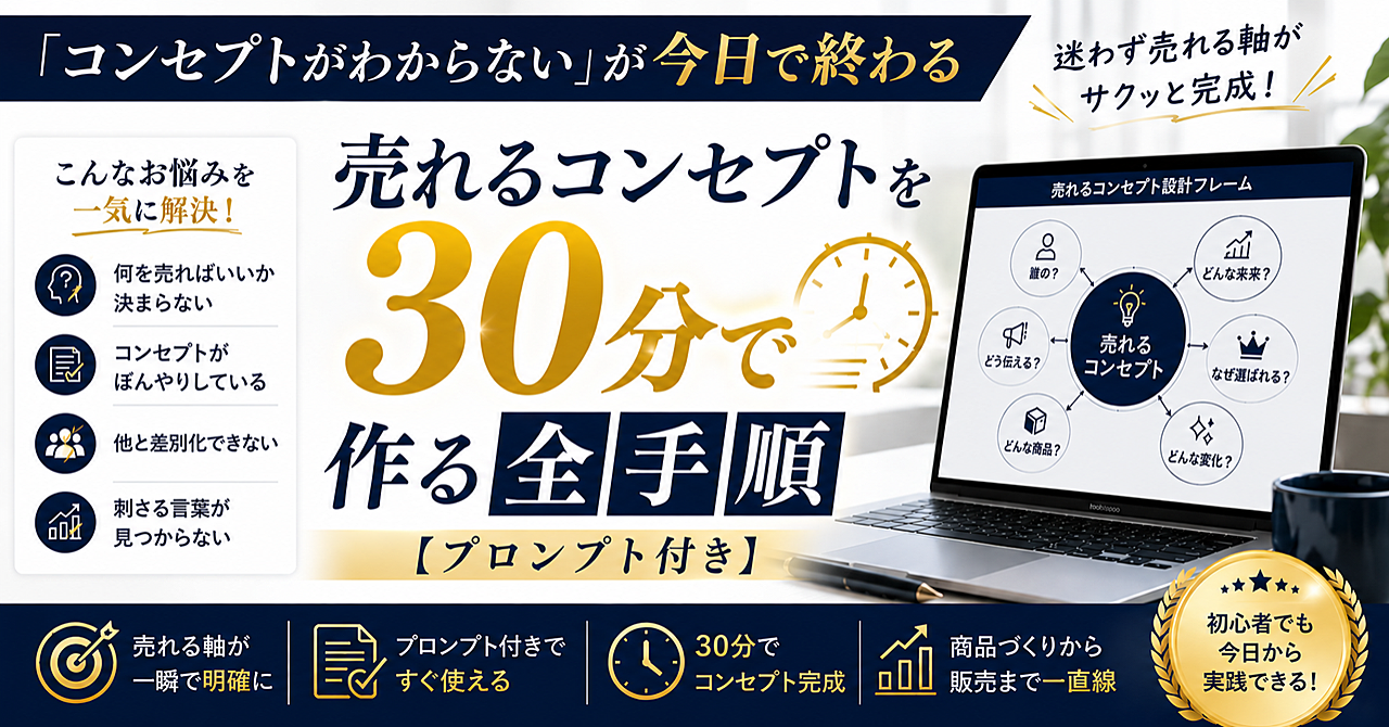 【35大特典付】ポコさんのBrain【コンセプトメーカー】”コンセプトがわからない”が今日で終わる／売れるコンセプトを”30分で”作る全手順【プロンプト付き】評判口コミ感想レビュー