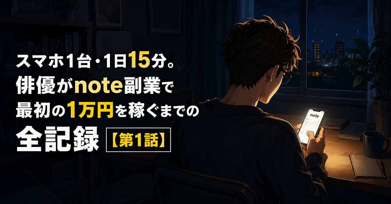 スマホ1台・1日15分。俳優がnote副業で最初の1万円を稼ぐまでの全記録