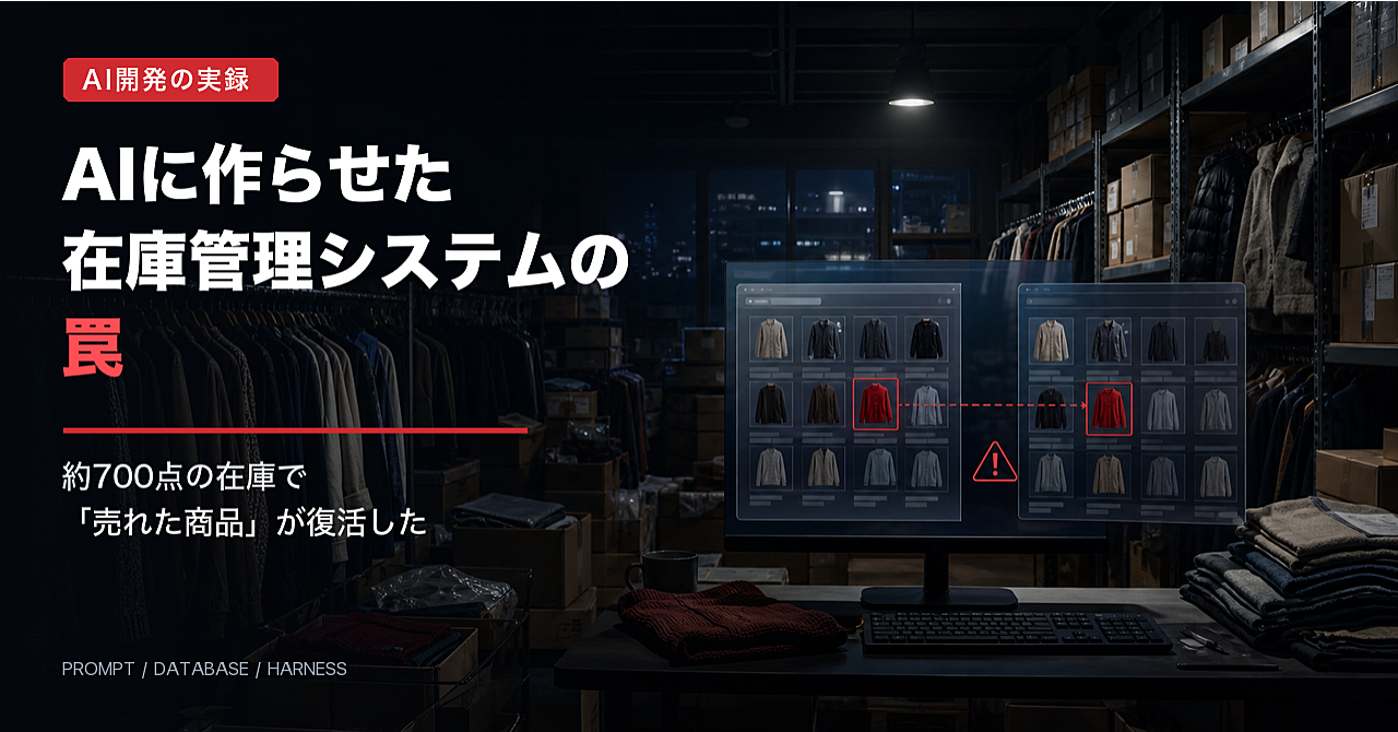 AIに作らせた在庫管理システムの罠。約700点の在庫で「売れた商品」が復活した