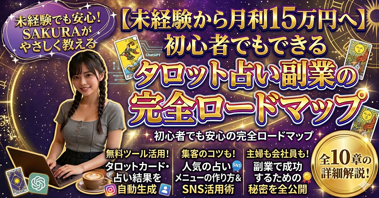 【未経験から月利15万円へ】初心者でもできるタロット占い副業の完全ロードマップ