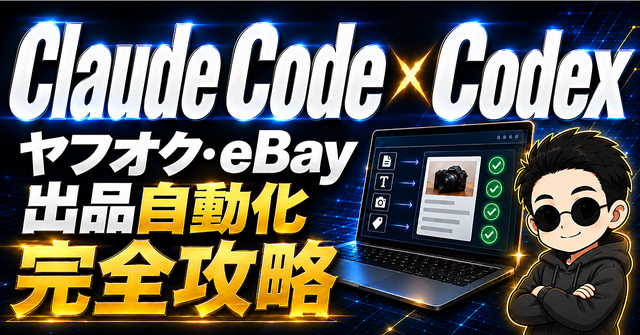月利100万円超えの副業サラリーマンのClaude Code × eBay・ヤフオク出品自動化 完全構築マニュアルのアイキャッチ画像