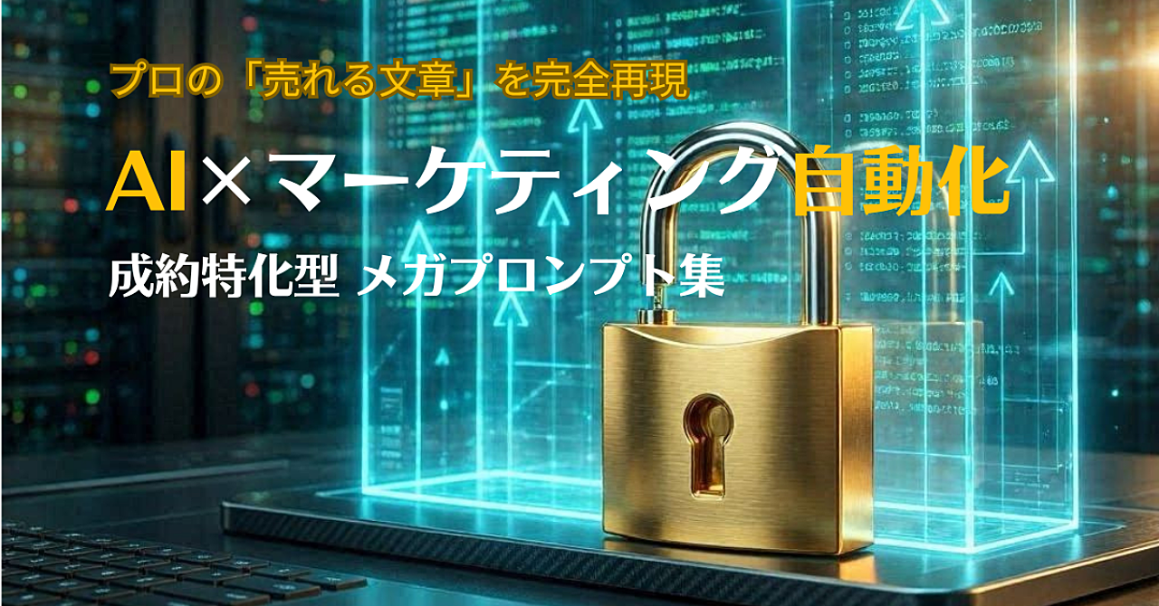 【AI×マーケティング自動化】プロのセールスライターの思考を再現する「成約特化型」メガプロンプト集＆事業構築テンプレート