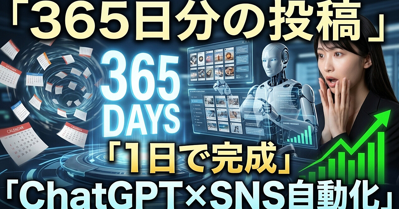 【ChatGPT完全自動化】AIで1年分のSNS投稿をたった1日で作る方法｜365日投稿ネタが尽きない完全ロードマップ