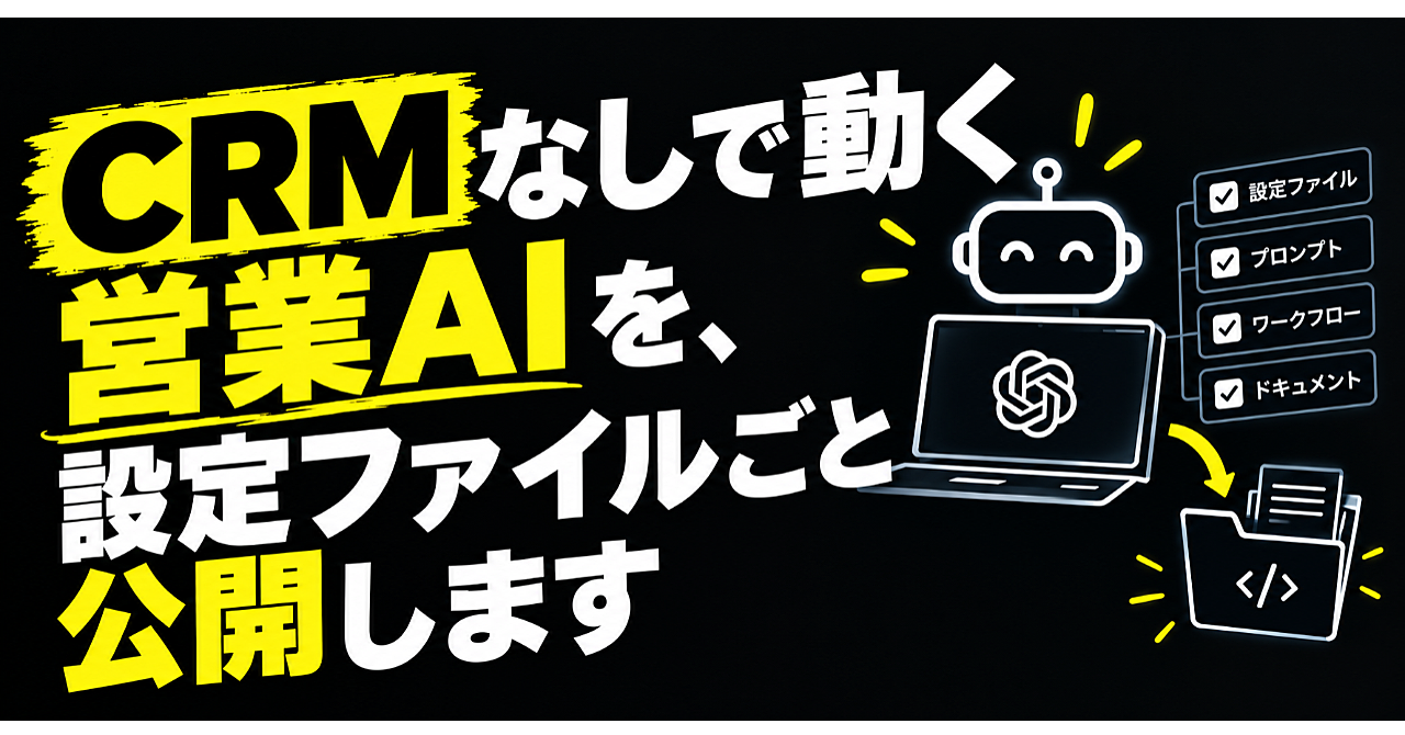 【非エンジニア営業向け】CRMにつながなくても数字を出すClaude Code実装キット|解凍して置くだけの18ファイルのアイキャッチ画像
