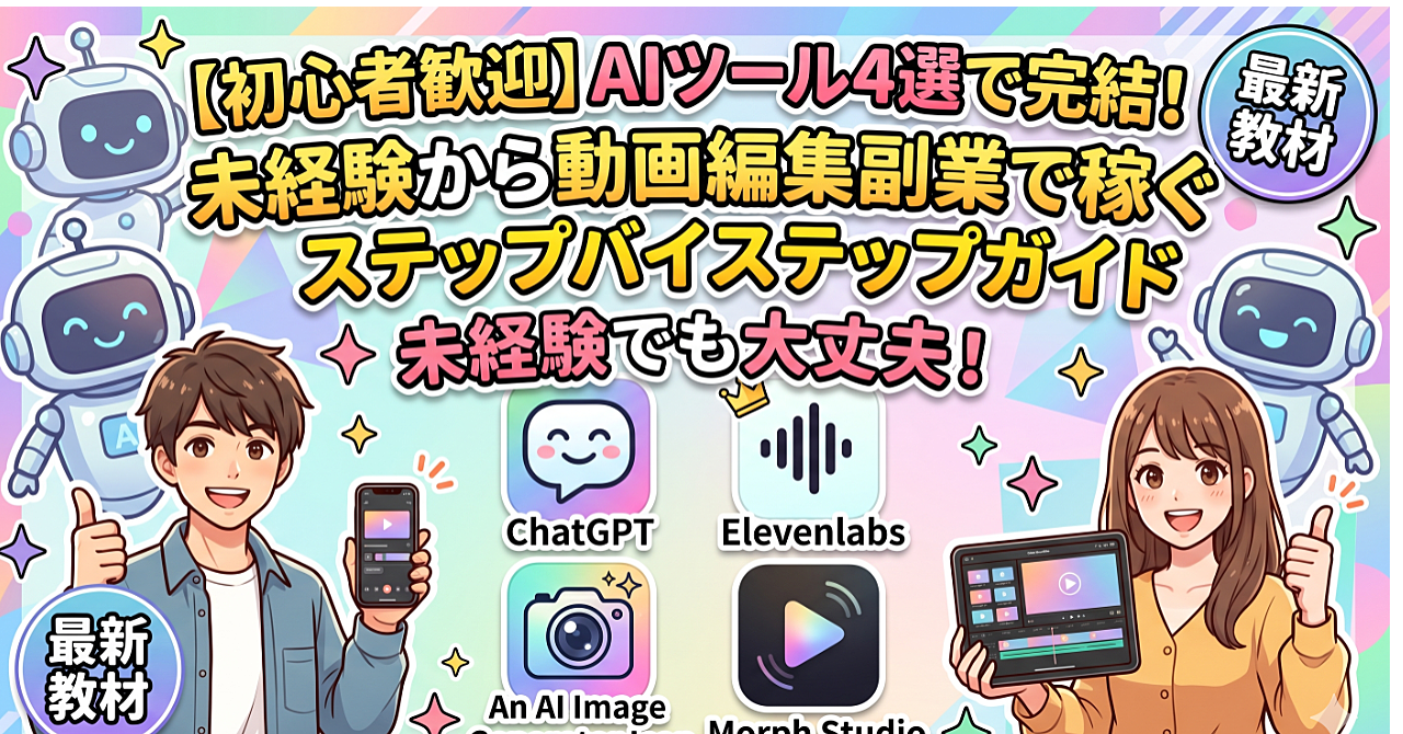 【初心者歓迎】AIツール4選で完結！未経験から動画編集副業で稼ぐステップバイステップガイド