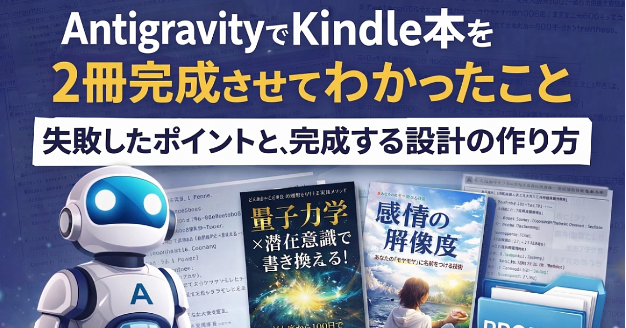 AntigravityでKindle本を2冊完成させてわかったこと｜失敗したポイントと、完成する設計の作り方