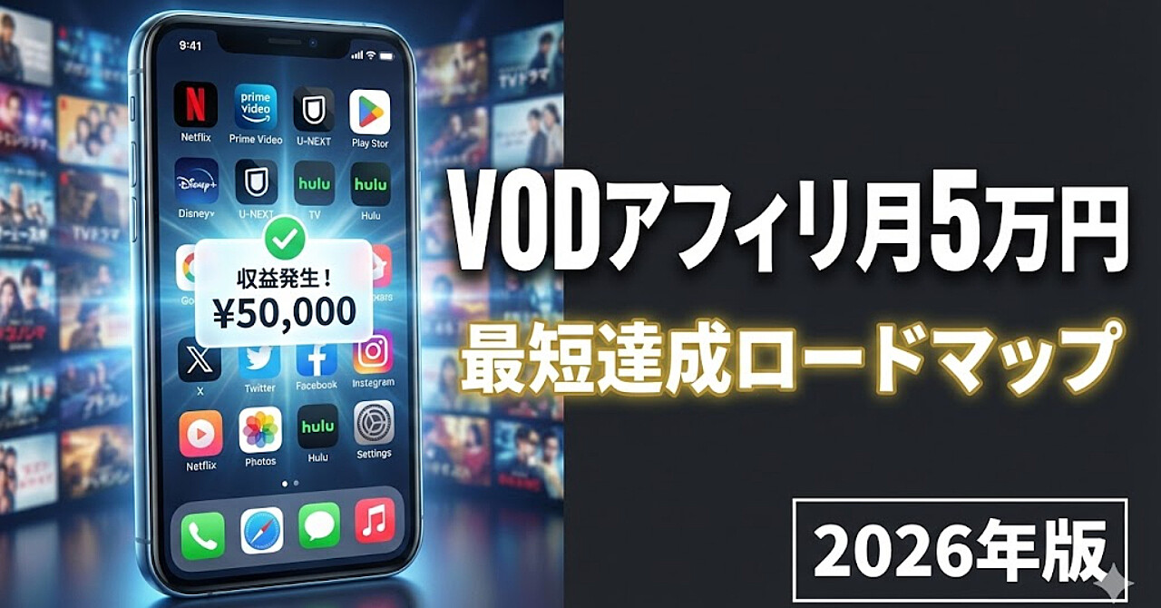 SNS×VODアフィリエイトで月5万円を最短で達成する完全ロードマップ【初心者向け2026年版】