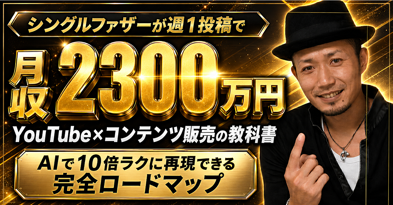 シングルファザーが週1投稿で月2300万円YouTube×コンテンツ販売の教科書｜AIで10倍ラクに再現できる完全ロードマップ