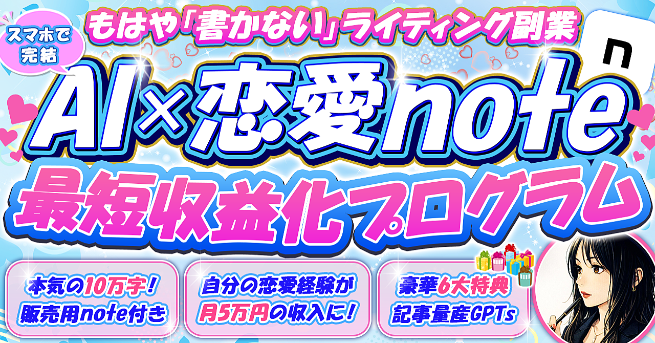 恋愛経験が収入に！【AI×note】最短収益化プログラム