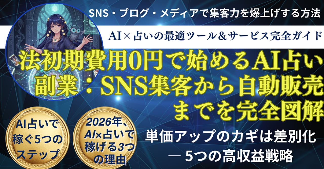 初期費用0円で始めるAI占い副業：SNS集客から自動販売までを完全図解