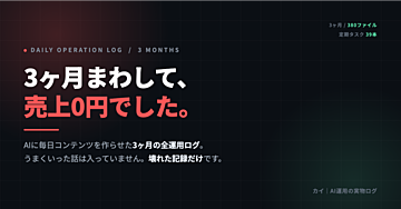 3ヶ月まわして、売上0円でした｜AIに毎日コンテンツを作らせた全運用ログと、壊れた記録の全部