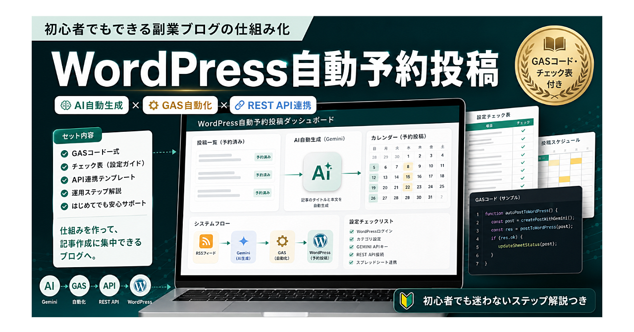 WordPress自動予約投稿システムの作り方：AI記事を毎日ためる副業ブログ運用入門