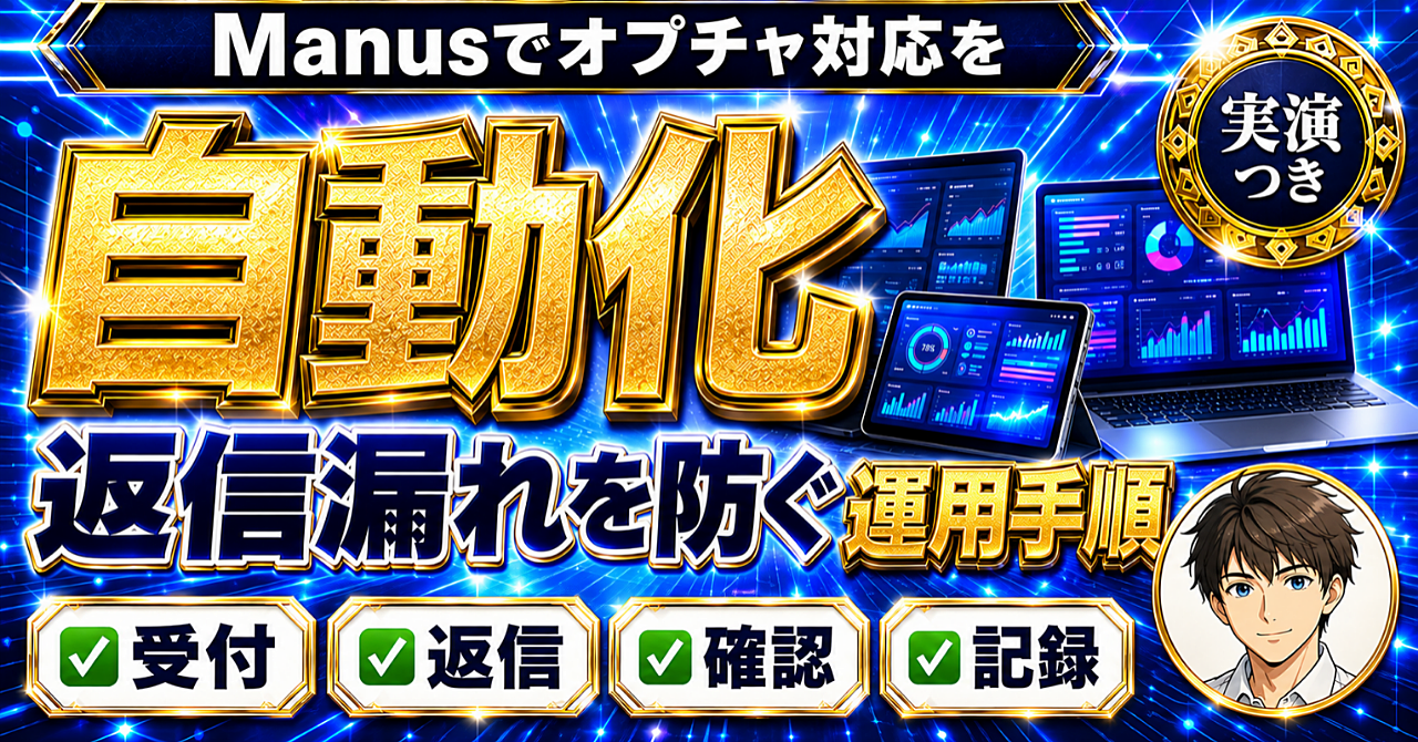 Manusでオプチャ対応を自動化し返信漏れを防ぐ運用手順のアイキャッチ画像