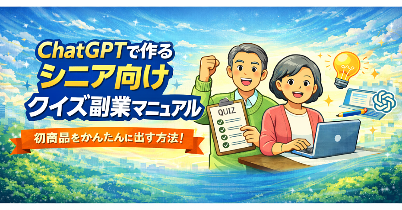 副業が続かなかった人のための

ChatGPTで作るシニア向けクイズ販売マニュアル