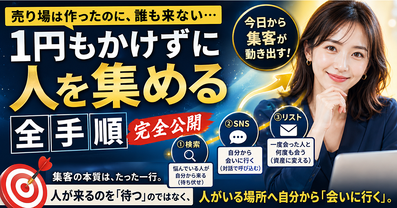 【保存版】売り場は作った。でも人が来ない人へ——お金をかけない集客の全手順