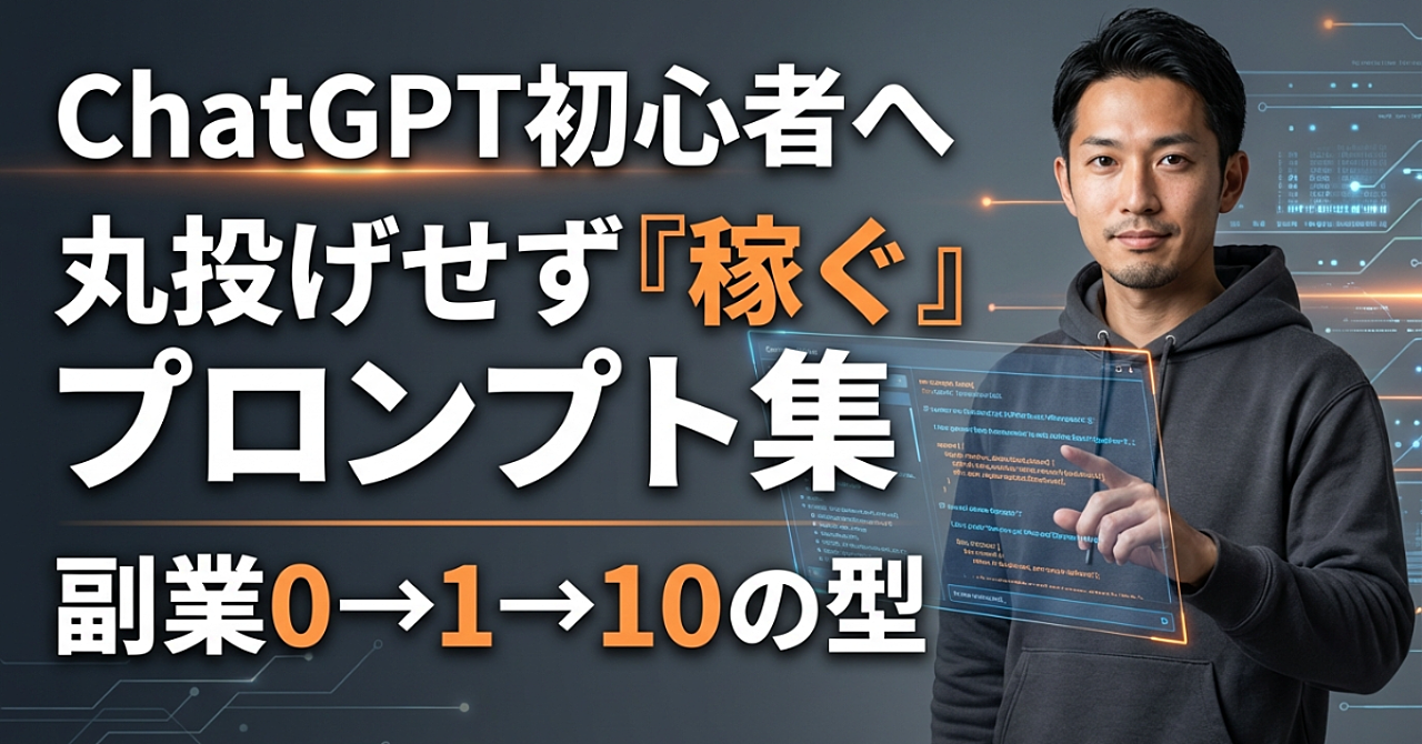 ChatGPTの使い方が分からない初心者へ：丸投げせず『稼ぐ』ためのプロンプト集（副業0→1→10の型）