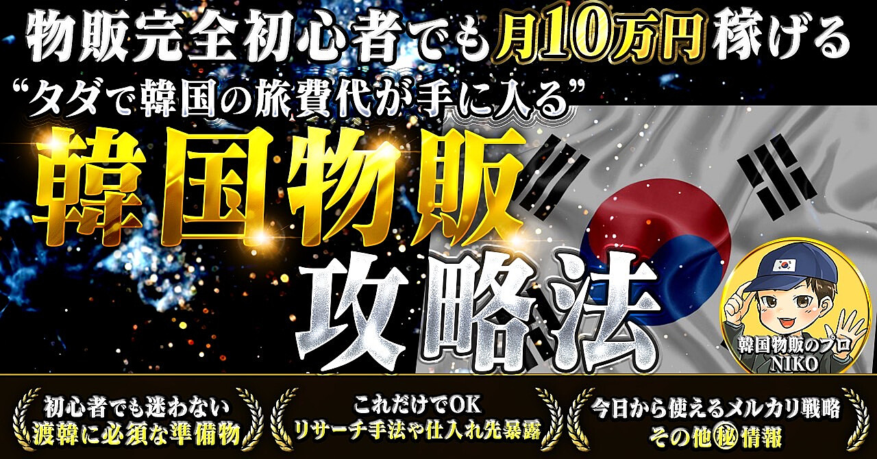 タダで韓国の旅費代が手に入る 物販完全初心者でも月10万円稼げる韓国物販攻略法