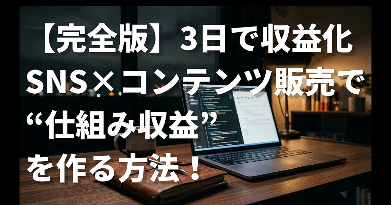 【完全版】SNS×コンテンツ販売で“仕組み収益”を作る方法ー3日で収益化ー