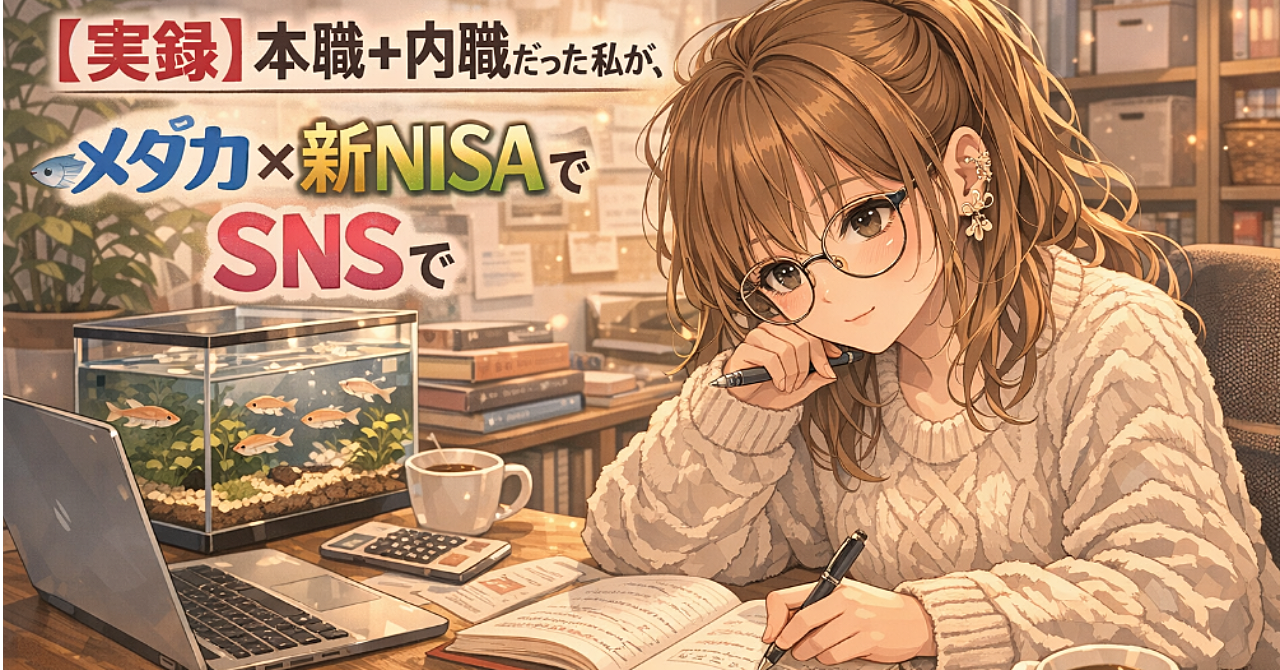 【実録】本職➕内職だった私が、メダカ『副業』×新NISA×SNSで月5万円の副収入を作るまでの全記録『年収500万以下の資産形成ロードマップ』