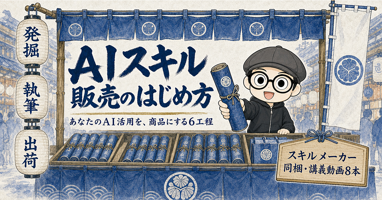 AIスキル販売のはじめ方 — あなたのAI活用を、商品にする6工程（制作スキル「スキルメーカー」同梱・講義動画8本つき）