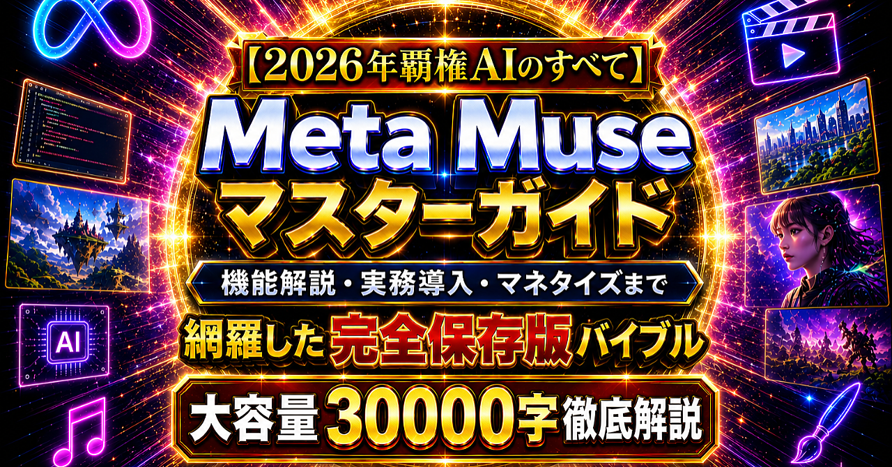 【2026年覇権AIのすべて】Meta Museマスターガイド:機能解説・実務導入・マネタイズまで網羅した完全保存版バイブルのアイキャッチ画像