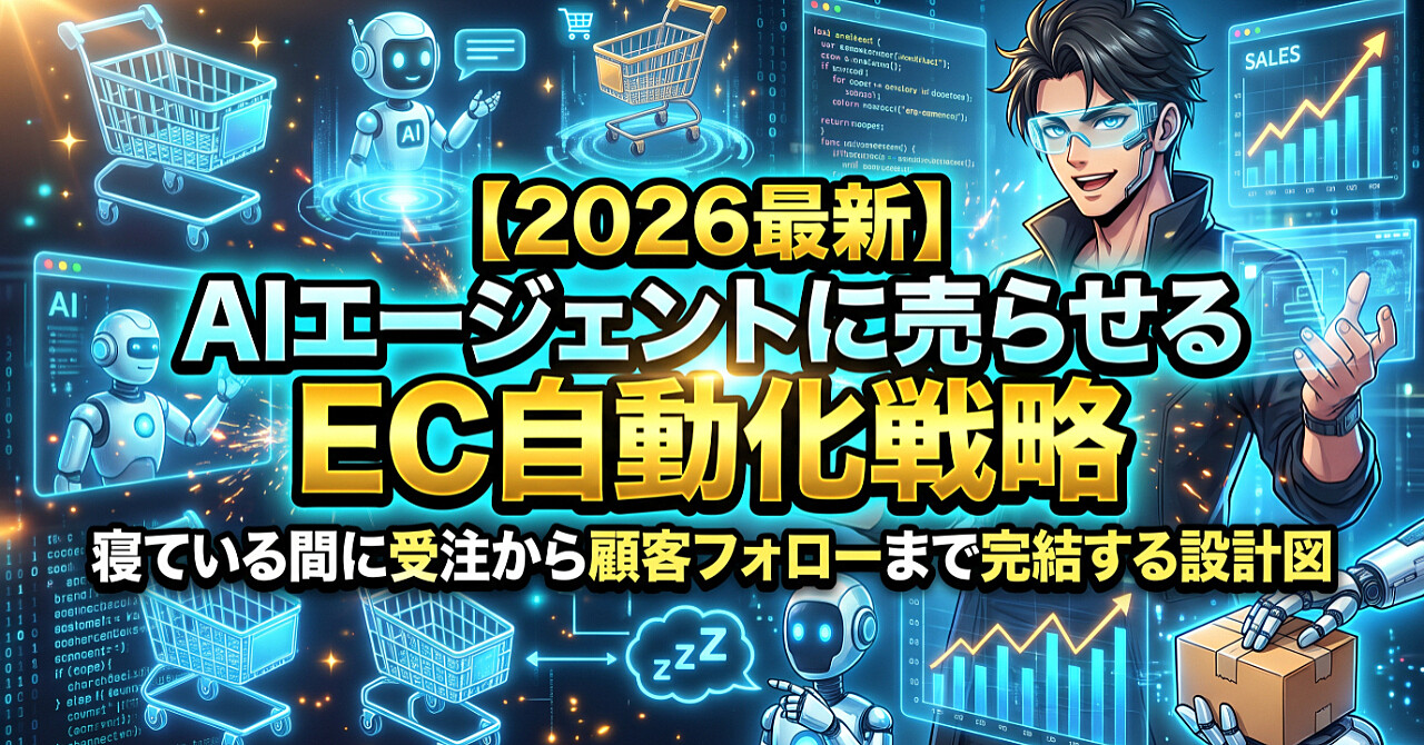 【2026最新】AIエージェントに売らせるEC自動化戦略:寝ている間に受注から顧客フォローまで完結する設計図のアイキャッチ画像