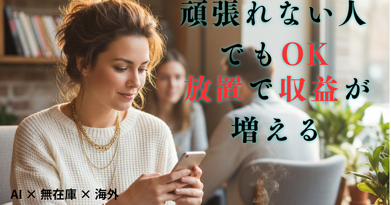 「頑張れない人のための、AI×無在庫×海外副業｜作業しない時間に収益が積み上がる仕組みの作り方」