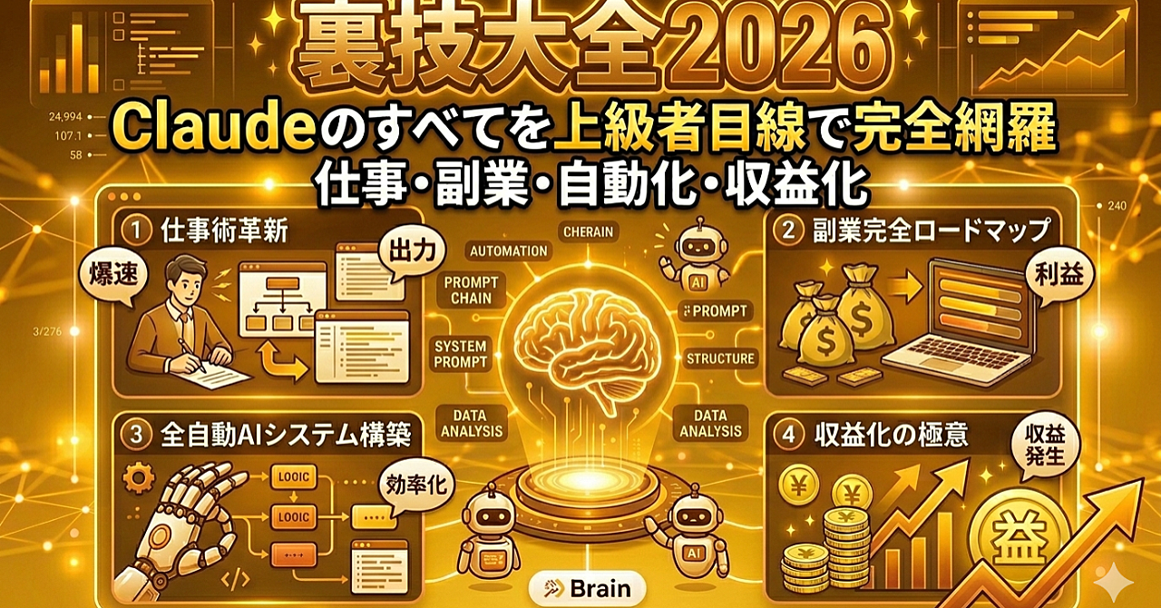 他では絶対に教えてくれない　Claudeの裏技大全2026　すべてを上級者目線で完全網羅プロンプト付き