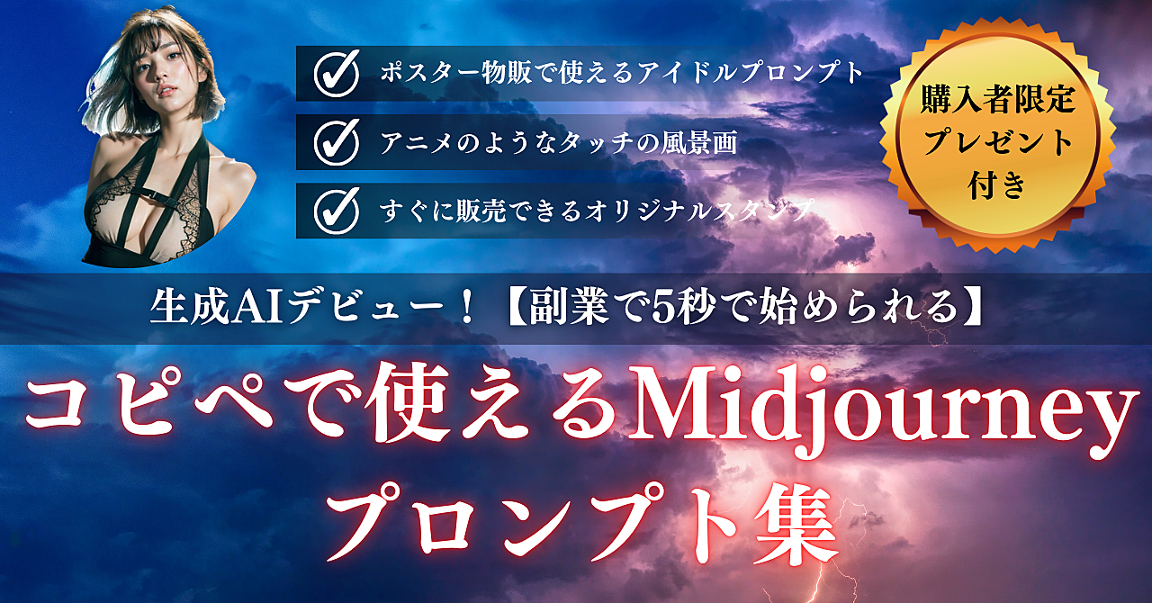 生成AIデビュー！Midjourneyで使えるおすすめプロンプト集【アイドル＆副業向け】