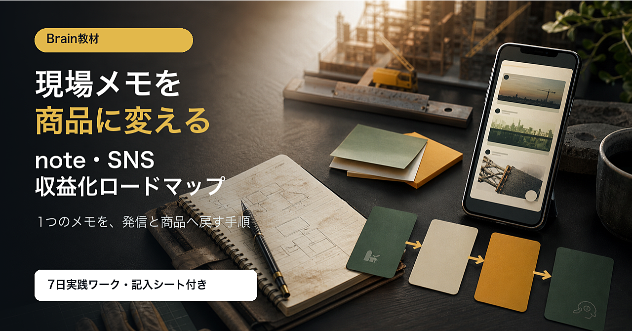 現場メモを商品に変えるnote/SNS収益化ロードマップ