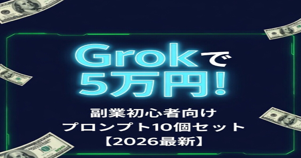 Grokで月5万円！副業初心者向けプロンプト10個セット【2026最新】